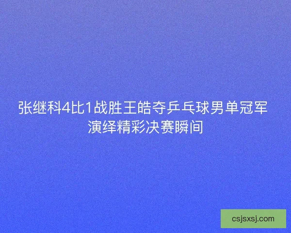 张继科4比1战胜王皓夺乒乓球男单冠军 演绎精彩决赛瞬间