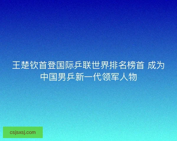 王楚钦首登国际乒联世界排名榜首 成为中国男乒新一代领军人物